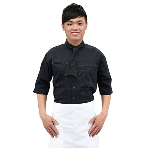 BC219黑色五分袖單排釦廚師服chefwear  |商品總覽|廚師服|現貨. 訂製