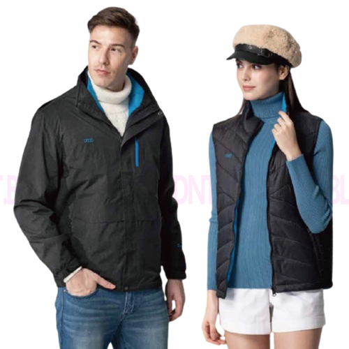 CL182 防潑水刷印鋪棉兩件式保暖外套(黑)  |商品總覽|外套|二件式外套-現貨