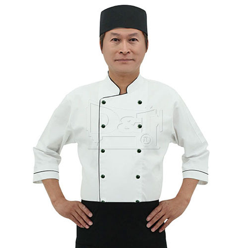 BC103-4SB(安全扣)七分袖雙排釦廚師服  |商品總覽|廚師服|現貨. 訂製
