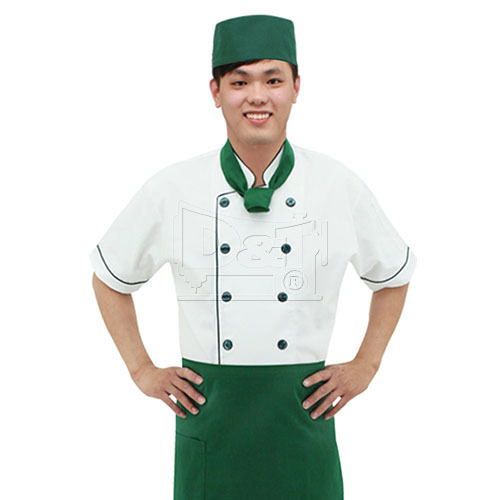 BC201綠色雙排釦滾邊配色廚師服產品圖