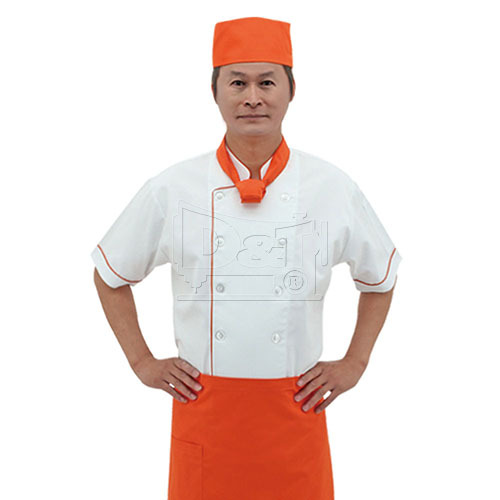 BC202橘色雙排釦滾邊配色廚師服chefwear產品圖