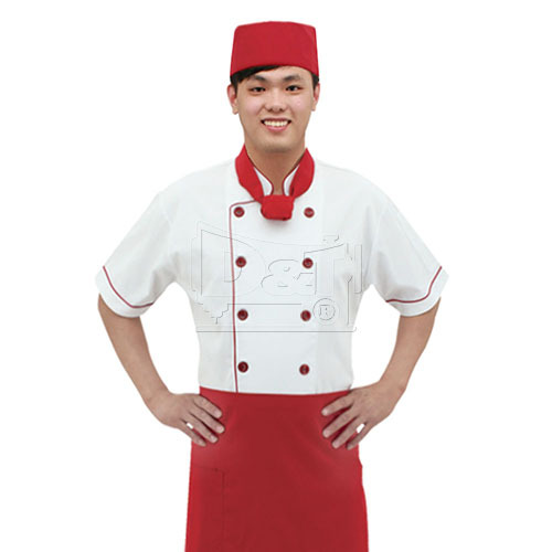 BC204紅色雙排釦滾邊配色廚師服chefwear產品圖