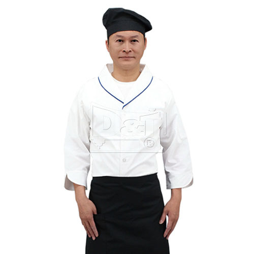 BC211絲瓜領滾邊配色廚師服chefwear(翻領設計)產品圖