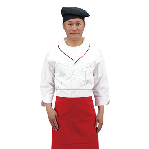 BC212絲瓜領滾邊配色廚師服chefwear(翻領設計)產品圖