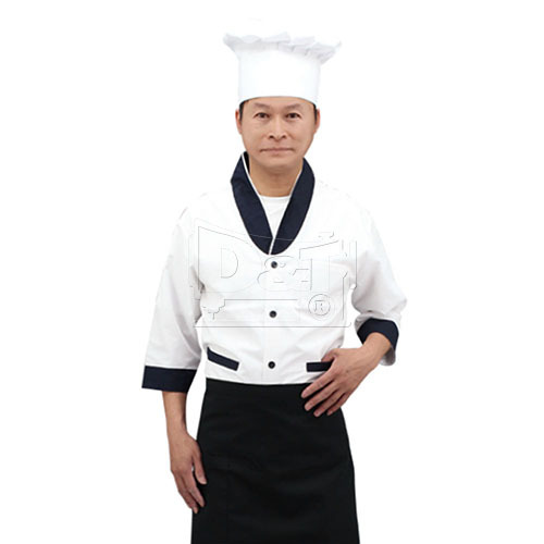 BC218絲瓜領剪接配色廚師服chefwear產品圖