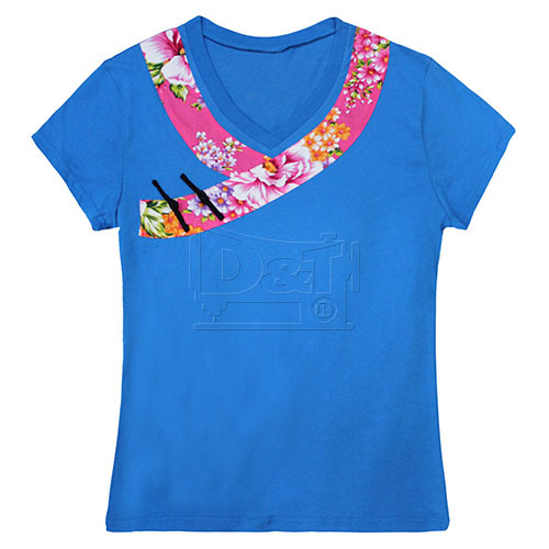 TS106003 V領T恤(花布配色)  |商品總覽|T-SHIRT|T恤素面.訂製