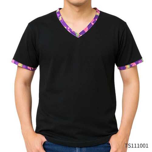 TS111001 V領客家花布T恤  |商品總覽|T-SHIRT|T恤素面.訂製